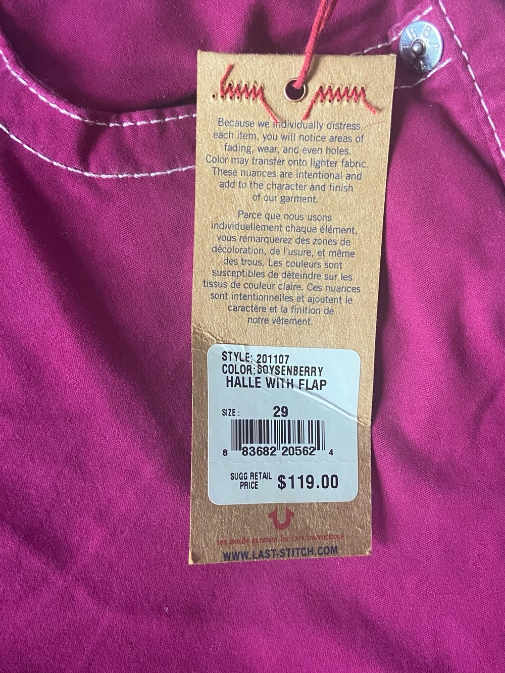 True Religion Women’s Super Skinny Jeans in Boysenberry Pink - Picture 4 of 10